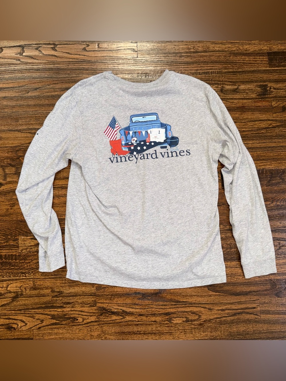 Vintage Vineyard Vines “Summer Truck” Long-Sleeve T-Shirt Gray Size Medium